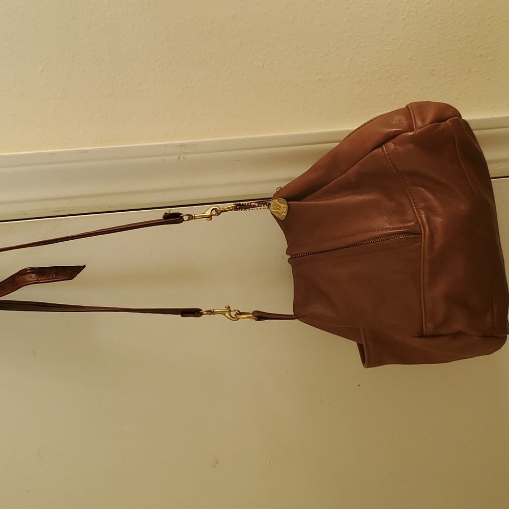 Victoria Leather, Brown, Medium sized shoulder bag